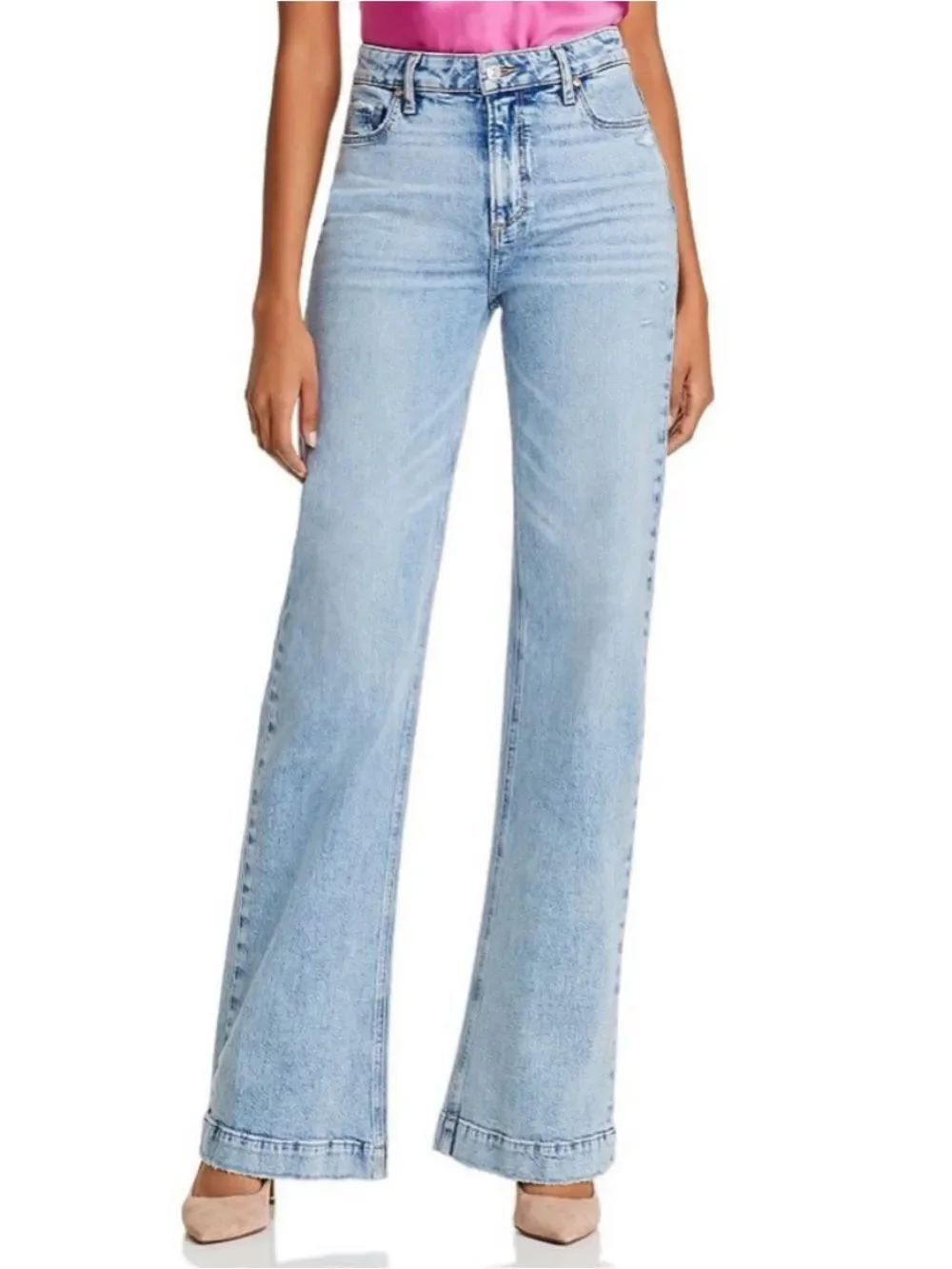 Paige Leenah High Rise Trouser Wide Leg Jean in Liza Womens 29